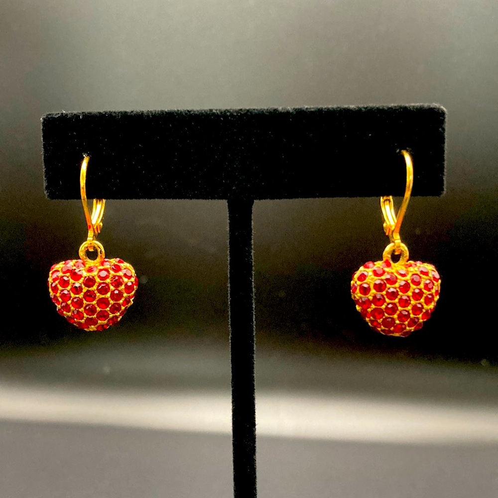 Joan Rivers Heart Earrings with Pave Set Crystals